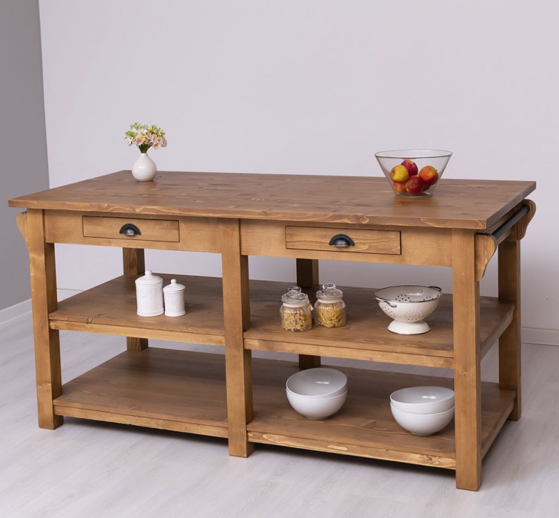 #607 Kitchen island in waxed finish