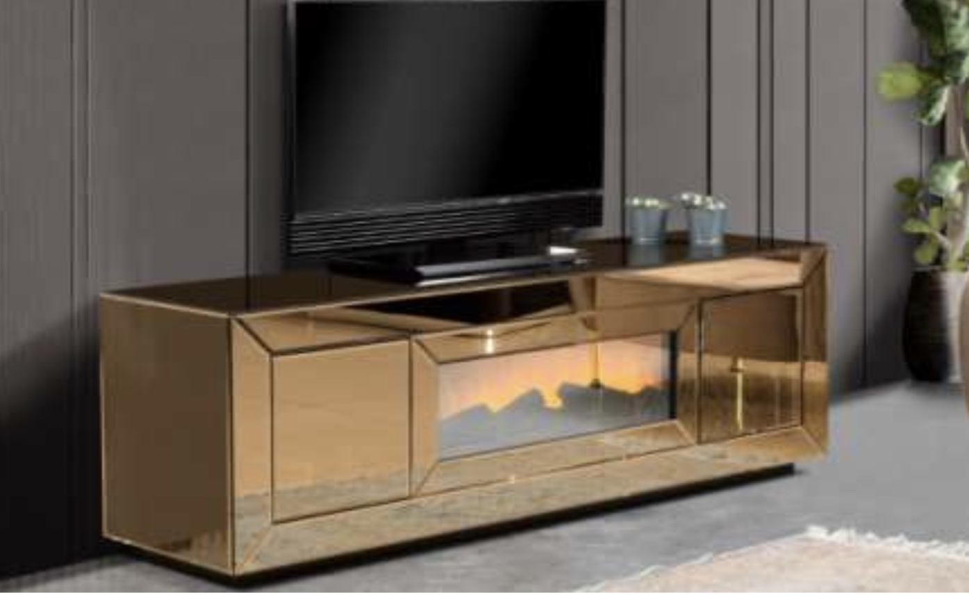 Polyam gold mirror tv stand 170x40x57H cm $1221