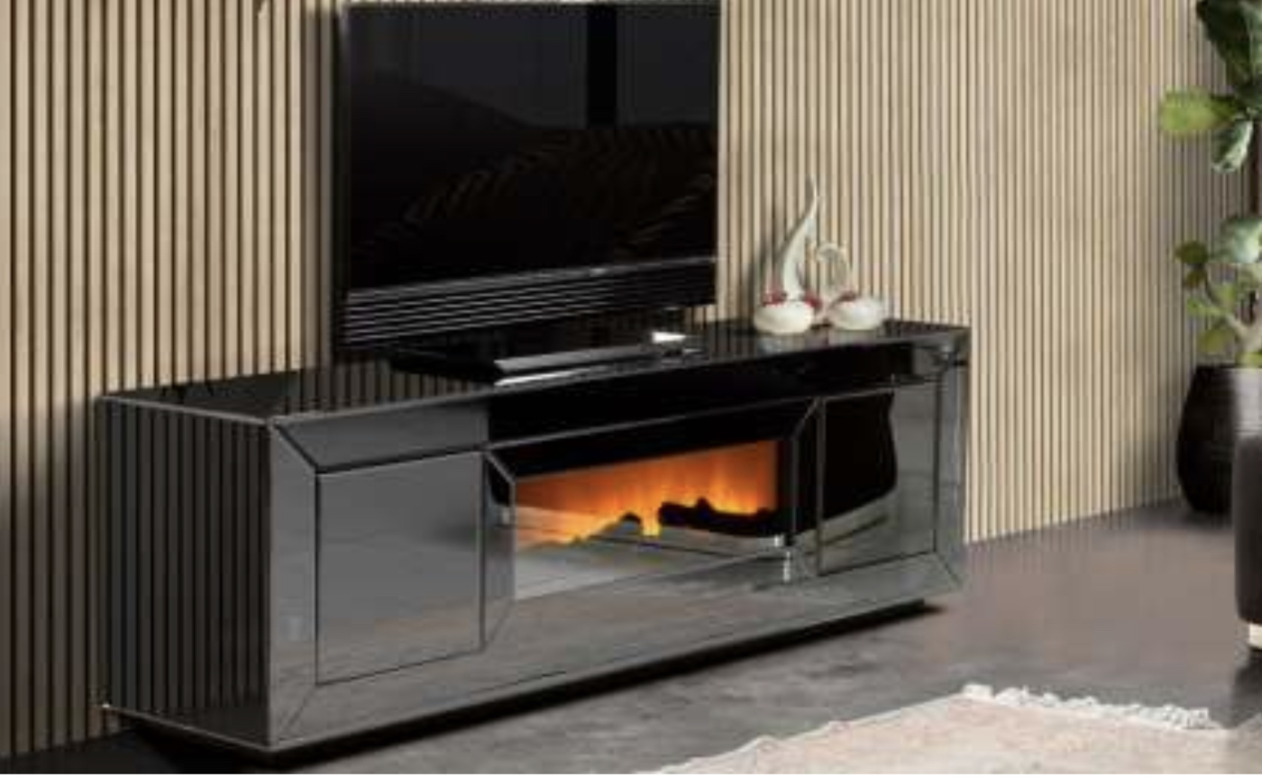 Polyam anthracite mirror tv stand 170x40x57H cm $1221