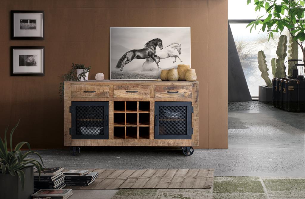 3 drawers and 2 doors sideboard in mango wood 85x150x38 cm $1145