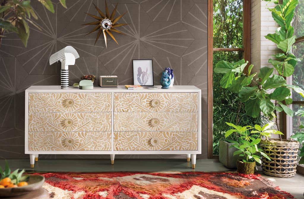 6 drawers sideboard in mango wood 80x170x40 cm $ 1198