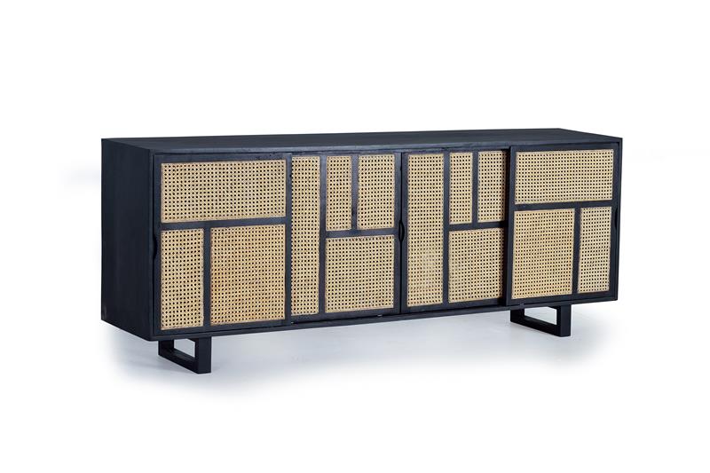 4 sliding door sideboard in mango wood 78x200x40 cm $1326
