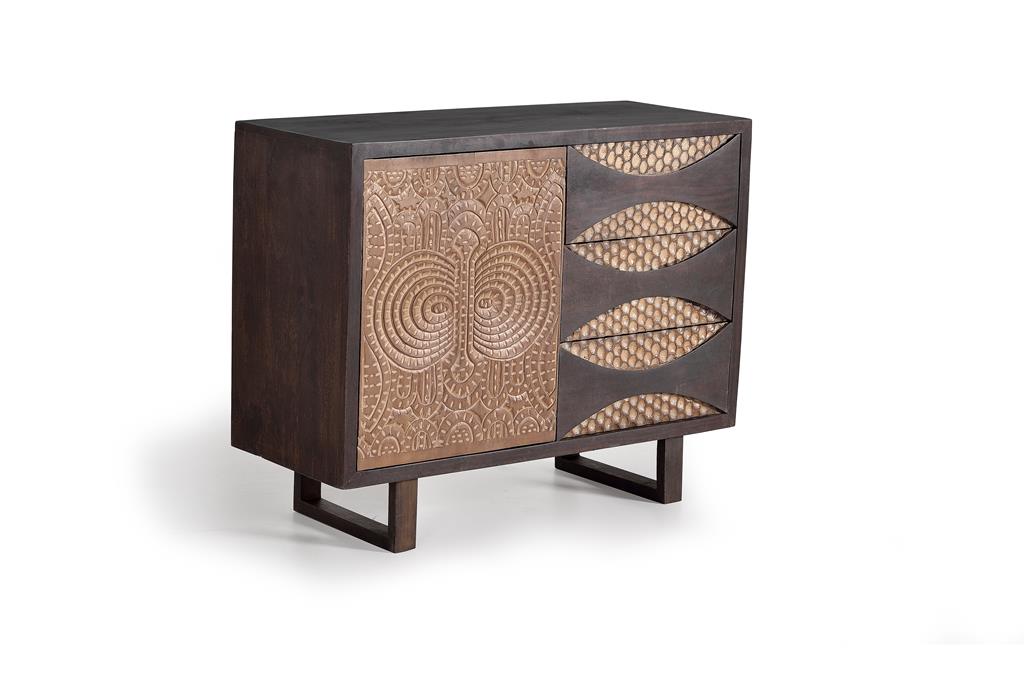 1 door and 3 drawers highboard in mango wood 80x100x40 cm $715