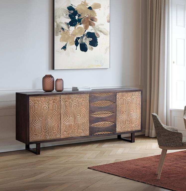 3 door and 4 drawers sideboard in mango wood 80x190x40 cm $1274