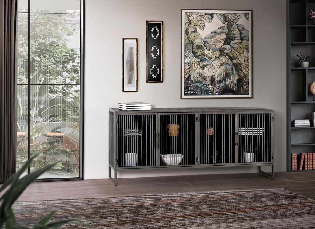 4 doors sideboard in Mango wood  80x190x40 cm $ 1155