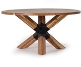 Round dining table from acacia wood and metal details 76x120D cm $ 740