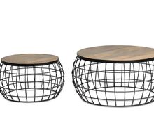 #6596-Set of 2 coffee tables in mango wood $398