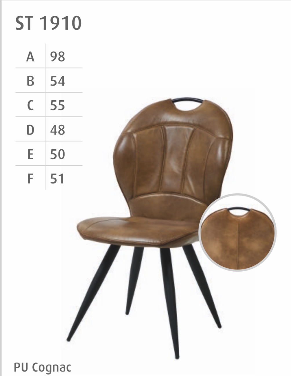 #1910 Dining chair in PU cognac $ 140