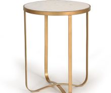 #6143-Marble top end table and metal base 60x45 cm Diam.$199