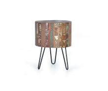#6156-Wooden end table and metal legs 60x46 cm Diam. $185