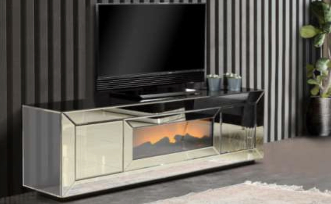 Polyam silver mirror tv stand 170x40x57H cm $1221