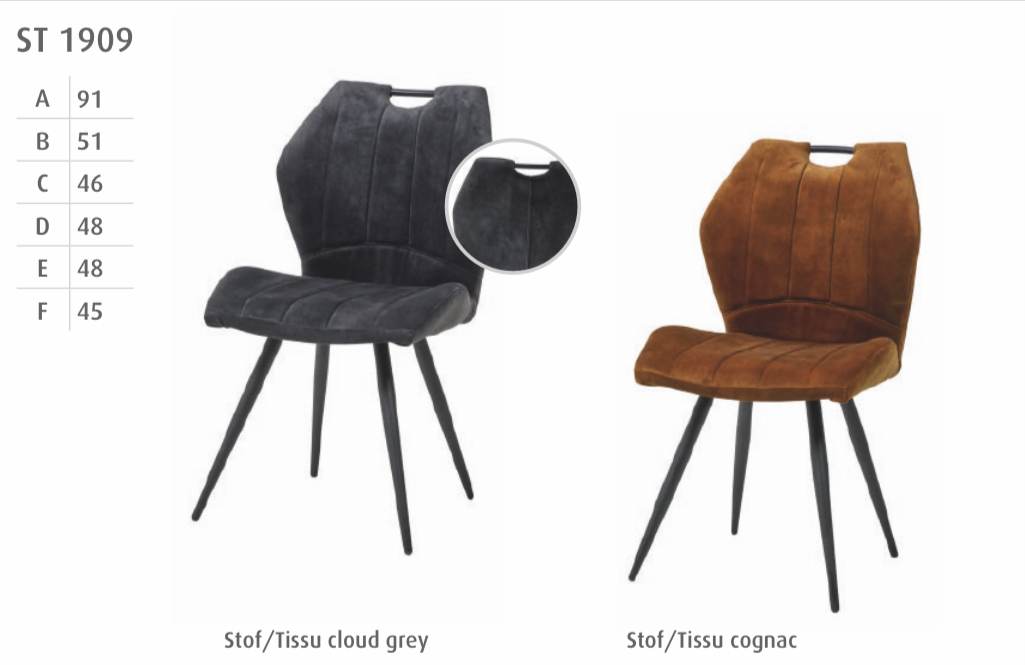 #1909 Dining chair in stof cloud grey or cognac $ 140