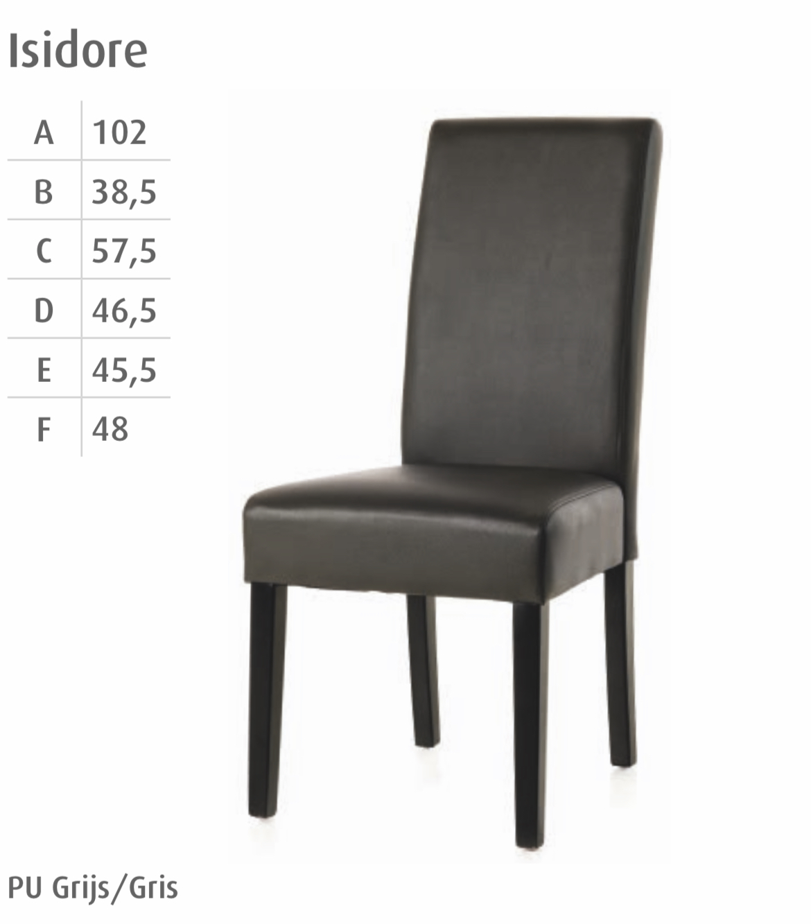 Isidore dining chair in PU grey $89