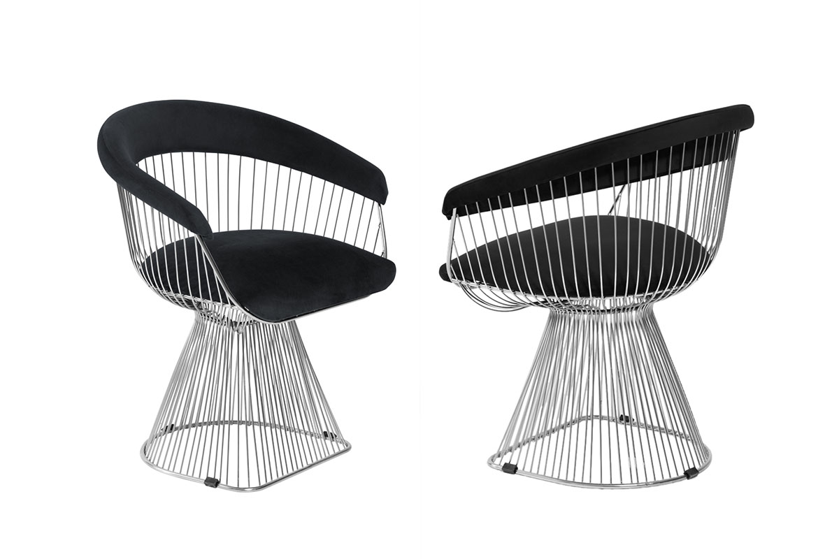 Aston silver black velvet chair $ 242