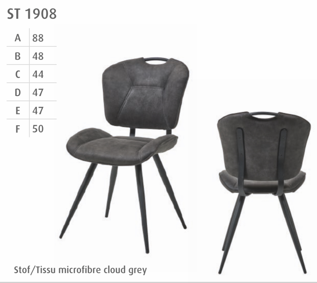 #1908 Dining chair in dark grey microfiber $ 136