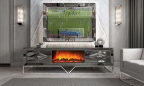 CAYMAN SILVER TV-UNIT (WITH FIREPLACE) + WALL FRAME