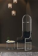 Cage silver chair with black plush $ 825
