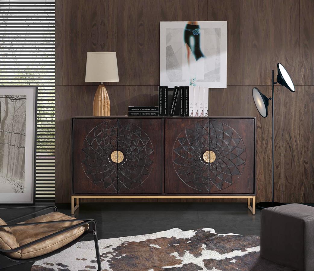 4 doors sideboard in mango wood 80x150x38 cm $ 1087