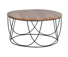 #6036-Coffee table in mango wood and metal base 41x80 cm Diam. $338