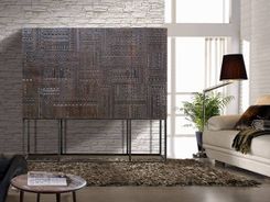 Hieroglif cabinet in mango wood and metal base 160x180x40 cm $1687