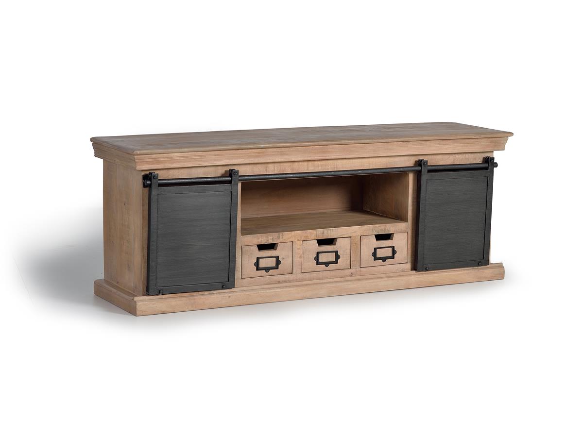 #6090 Sliding door tv stand in mango wood 55x150x40 cm $821