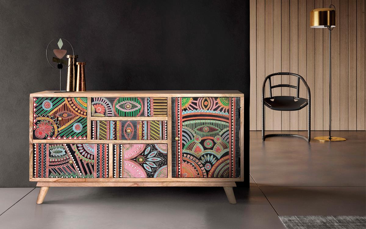 5 drawers and 1 door sideboard,handpainted 55x100x32 cm $ 672