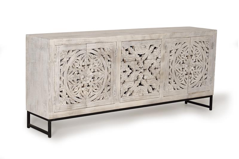 4 doors 3 drawers sideboard in mango wood 80x190x38 cm $1381