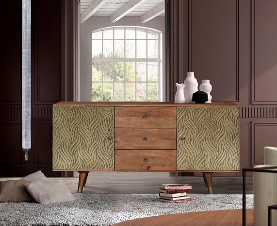 2 doors and 3 drawers sideboard in mango wood 78x160x40 cm $1330