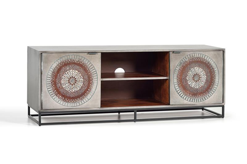 2 doors tv stand in mango wood 55x150x40 cm $728