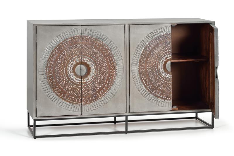 4 door sideboard in mango wood,handcarved details 90x150x40 cm $1083 