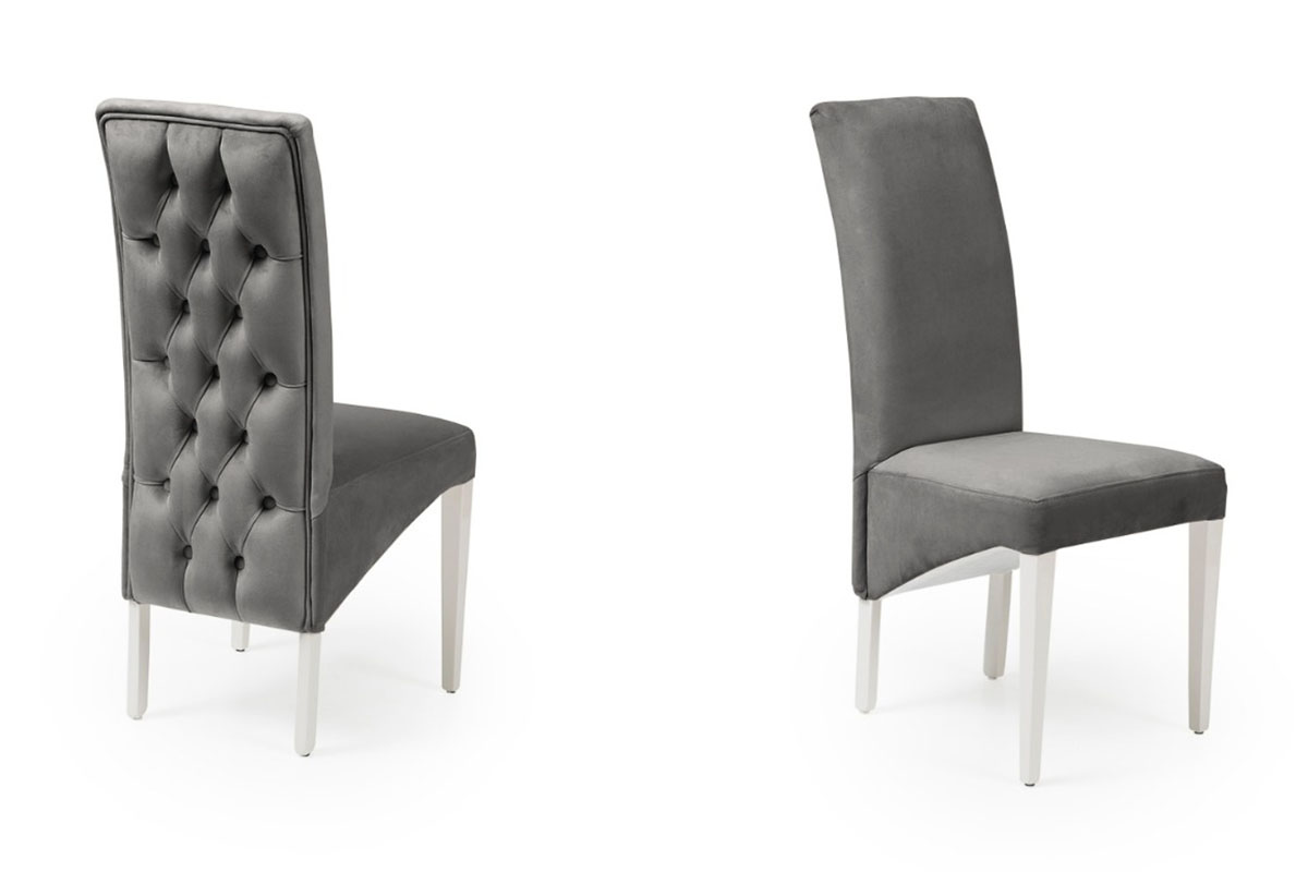 Anthracite velvet chair with white legs $143