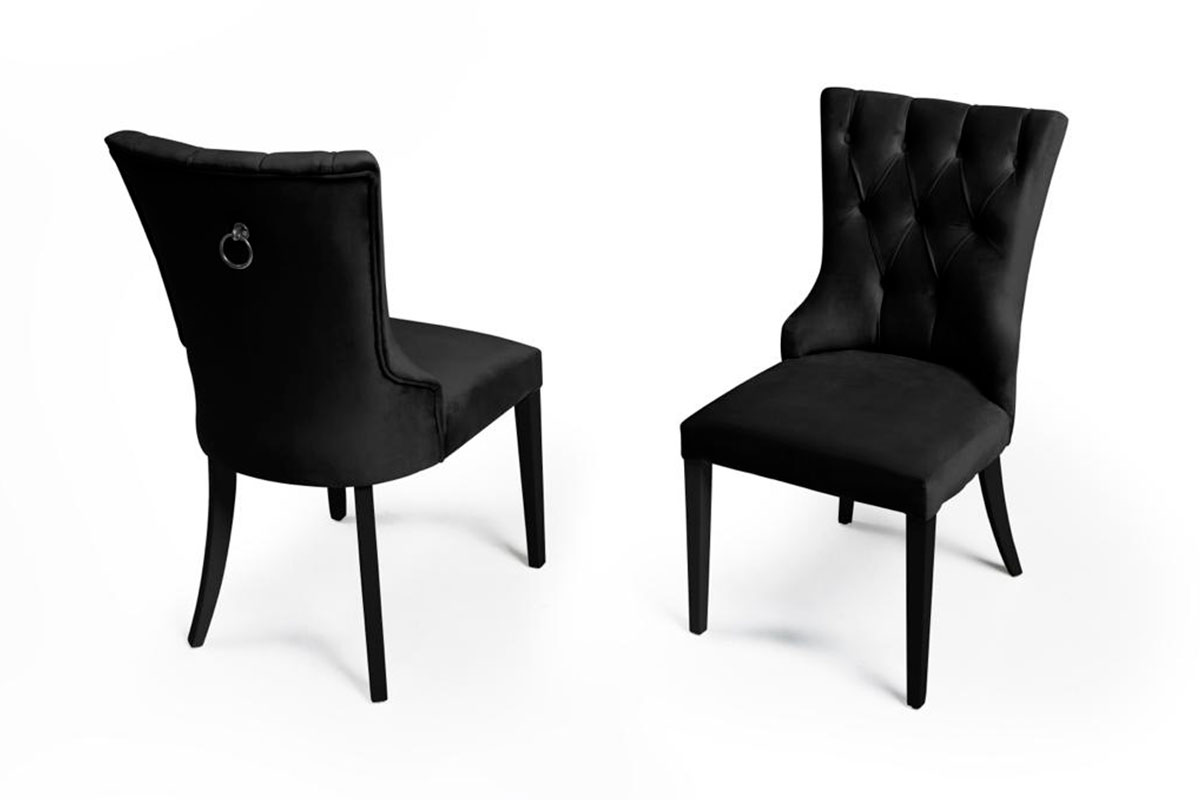 Belfast black velvet chair with black legs $143