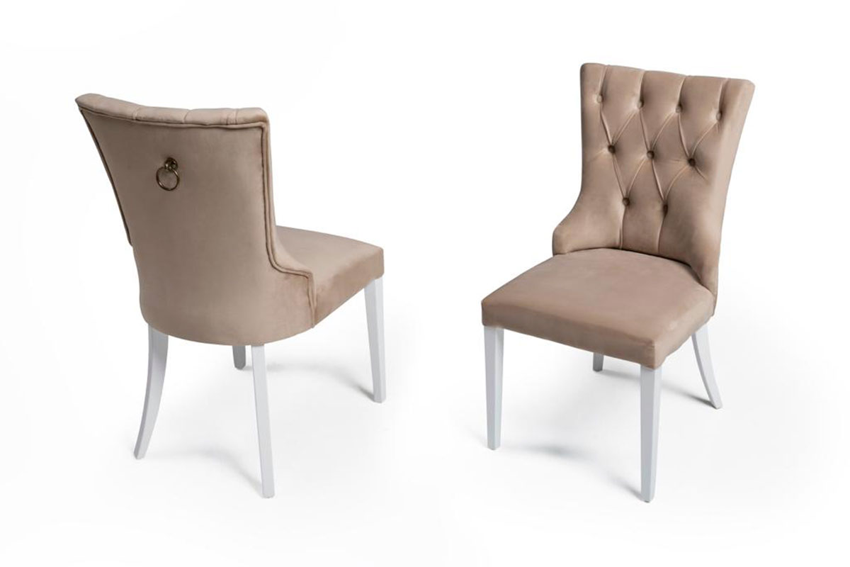 Belfast cream velvet chair with white legs $143